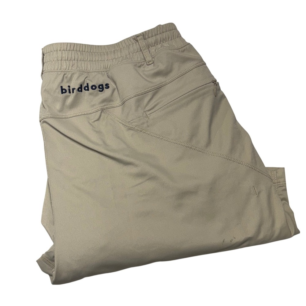 Birddogs Gym Shorts Mens Large Khaki Tan Built-in Liner Zipper Pockets Athletic